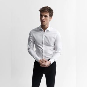 T.M. Lewin Men’s White Dress Shirt Super Fitted Size 16 35